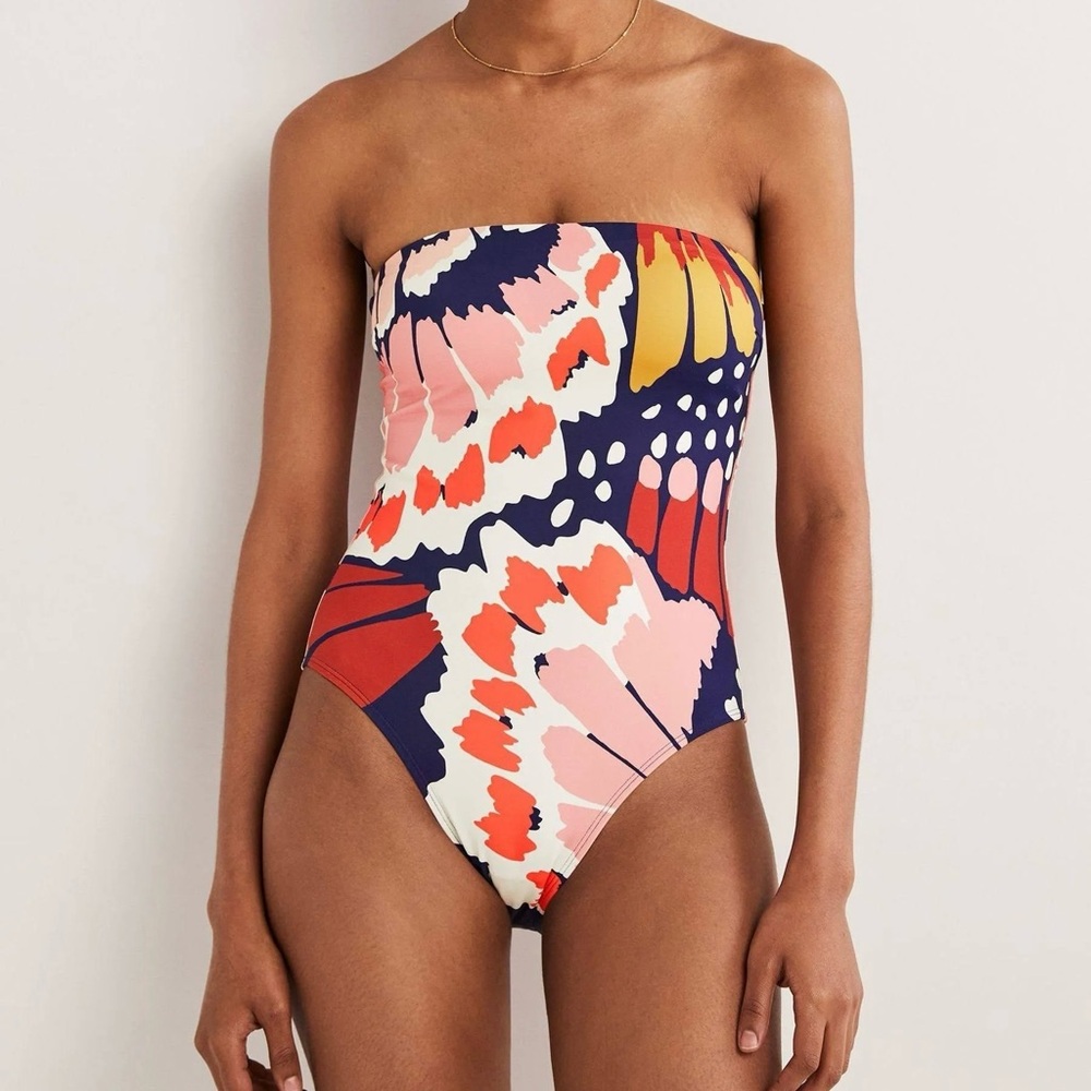 Boden Multicolor Strapless One Piece Swimsuit